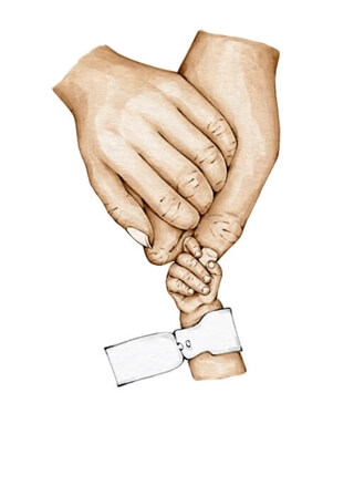 Pappa, mamma & nyfödd (färger) - Poster